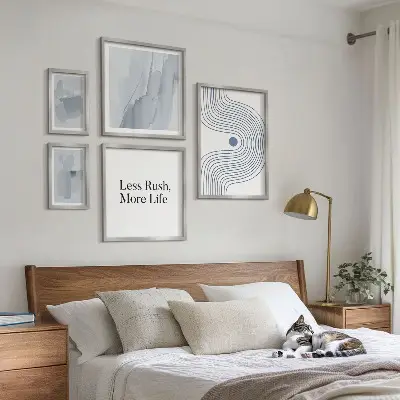 Set de 5 cuadros para salón con diseños gráficos minimalistas modernos
