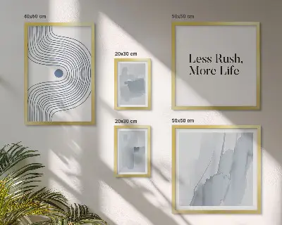 Set de 5 cuadros para salón con diseños gráficos minimalistas modernos