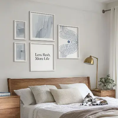 Set de 5 cuadros para salón con diseños gráficos minimalistas modernos