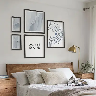 Set de 5 cuadros para salón con diseños gráficos minimalistas modernos
