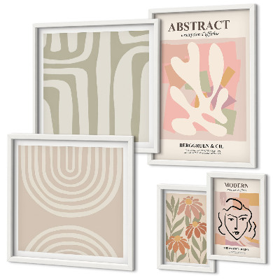 Set de 5 cuadros para salón Plantas abstractas con estilo