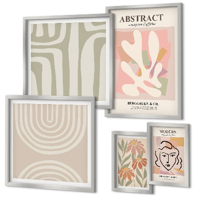 Set de 5 cuadros para salón Plantas abstractas con estilo