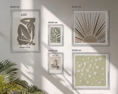 Set de 5 cuadros para salón con diseño de gráficos abstractos de plantas