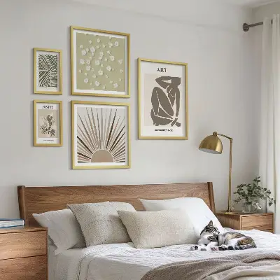 Set de 5 cuadros para salón con diseño de gráficos abstractos de plantas