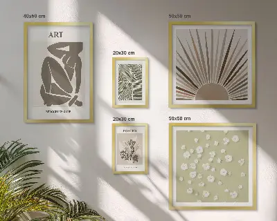 Set de 5 cuadros para salón con diseño de gráficos abstractos de plantas