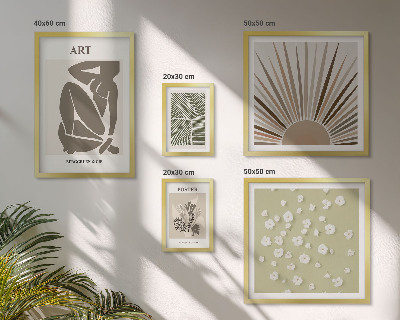 Set de 5 cuadros para salón Gráficos abstractos de plantas con estilo