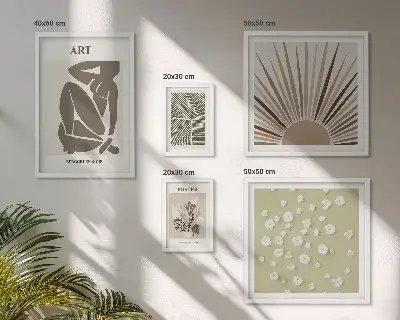Set de 5 cuadros para salón con diseño de gráficos abstractos de plantas