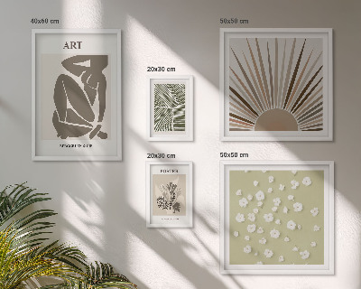 Set de 5 cuadros para salón Gráficos abstractos de plantas con estilo