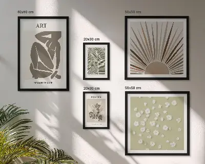 Set de 5 cuadros para salón con diseño de gráficos abstractos de plantas