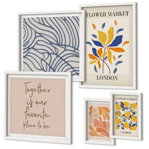 Pared galería de arte motivos florales e inscripciones de Londres