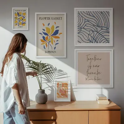 Pared galería de arte motivos florales e inscripciones de Londres