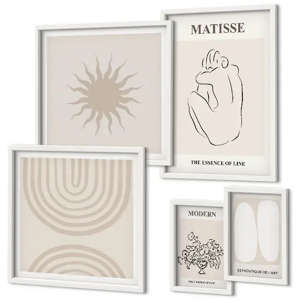Conjunto de cuadros decorativos con diseño de líneas de arte minimalistas