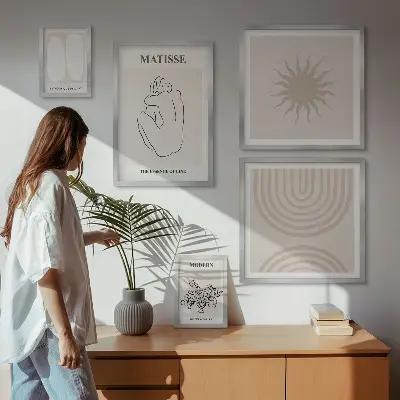 Conjunto de cuadros decorativos con diseño de líneas de arte minimalistas