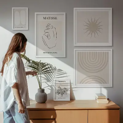 Conjunto de cuadros decorativos con diseño de líneas de arte minimalistas