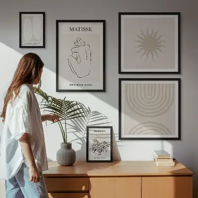 Conjunto de cuadros decorativos con diseño de líneas de arte minimalistas