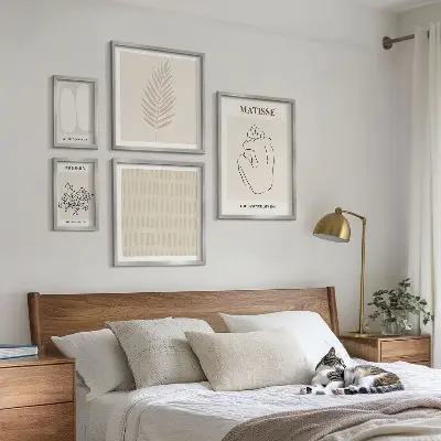 Set de 5 cuadros para salón con formas de estilo minimalista