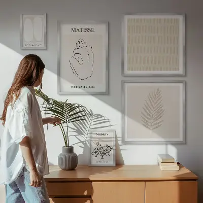 Set de 5 cuadros para salón con formas de estilo minimalista
