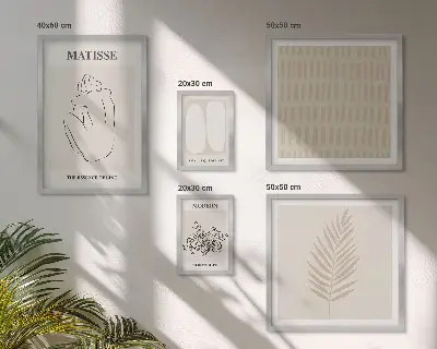 Set de 5 cuadros para salón con formas de estilo minimalista