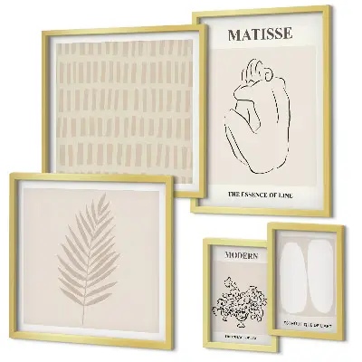 Set de 5 cuadros para salón con formas de estilo minimalista