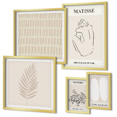 Set de 5 cuadros para salón Formas de estilo minimalista