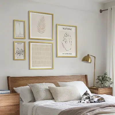 Set de 5 cuadros para salón con formas de estilo minimalista