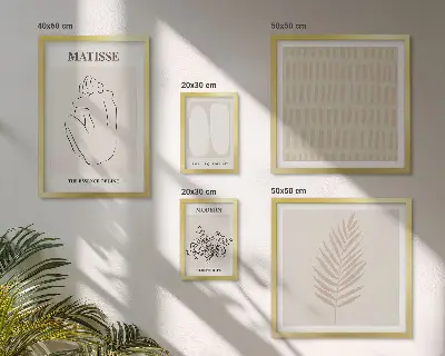 Set de 5 cuadros para salón con formas de estilo minimalista
