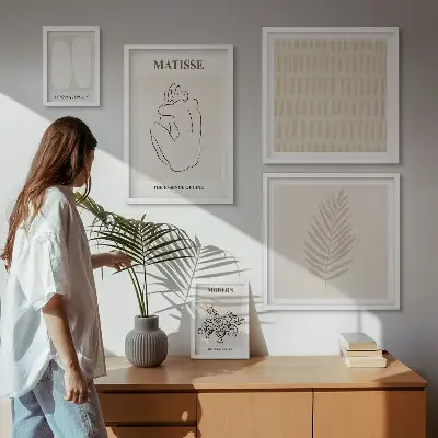 Set de 5 cuadros para salón con formas de estilo minimalista