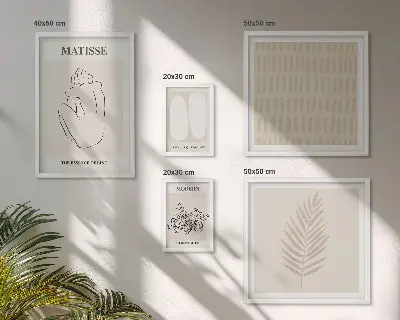 Set de 5 cuadros para salón con formas de estilo minimalista