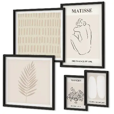 Set de 5 cuadros para salón con formas de estilo minimalista