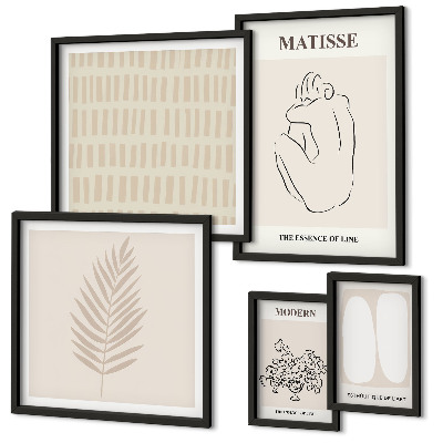Set de 5 cuadros para salón Formas de estilo minimalista