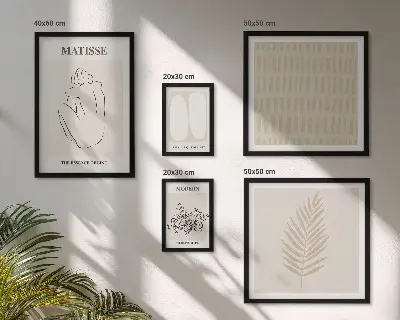 Set de 5 cuadros para salón con formas de estilo minimalista