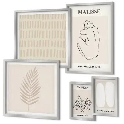 Set de 5 cuadros para salón con formas de estilo minimalista