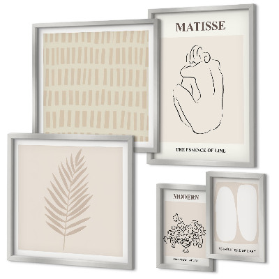 Set de 5 cuadros para salón Formas de estilo minimalista