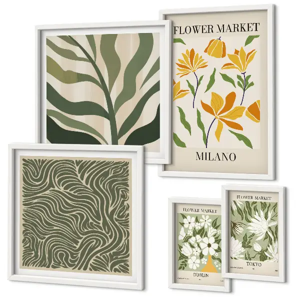 Conjunto de cuadros decorativos con motivos vegetales modernos