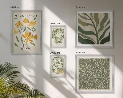 Conjunto de cuadros decorativos con motivos vegetales modernos