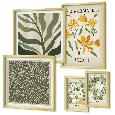 Conjunto de cuadros decorativos con motivos vegetales modernos