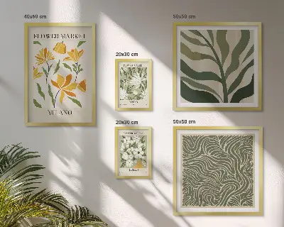 Conjunto de cuadros decorativos con motivos vegetales modernos
