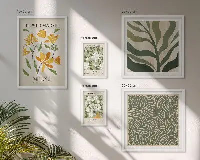 Conjunto de cuadros decorativos con motivos vegetales modernos