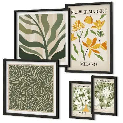 Conjunto de cuadros decorativos con motivos vegetales modernos