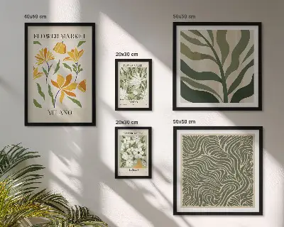 Conjunto de cuadros decorativos con motivos vegetales modernos