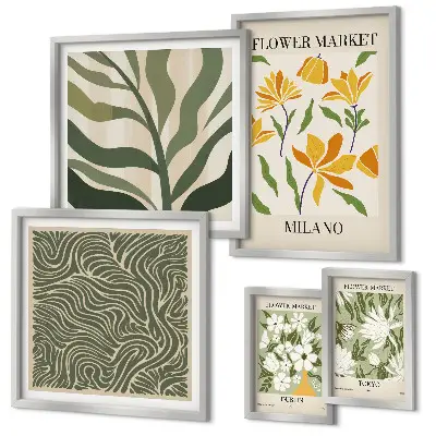 Conjunto de cuadros decorativos con motivos vegetales modernos