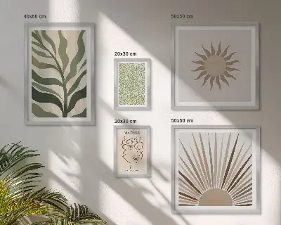 Set de 5 cuadros para salón con diseño de gráficos abstractos de plantas