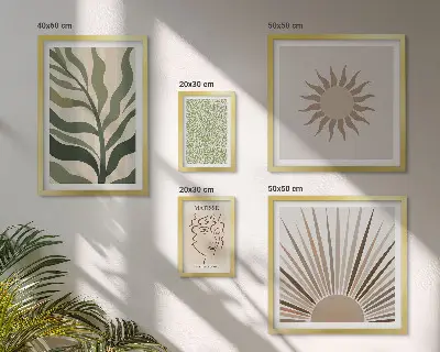 Set de 5 cuadros para salón con diseño de gráficos abstractos de plantas
