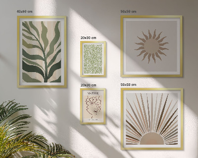 Set de 5 cuadros para salón Gráficos abstractos de plantas con estilo