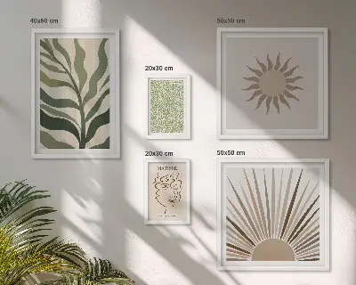 Set de 5 cuadros para salón con diseño de gráficos abstractos de plantas