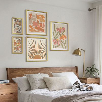 Pared galería de arte Flores geométricas de estilo bohemio