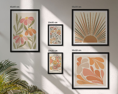Pared galería de arte Flores geométricas de estilo bohemio