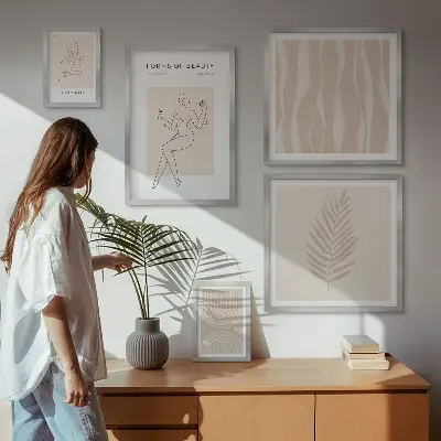 Conjunto de cuadros decorativos con hermosos motivos minimalistas
