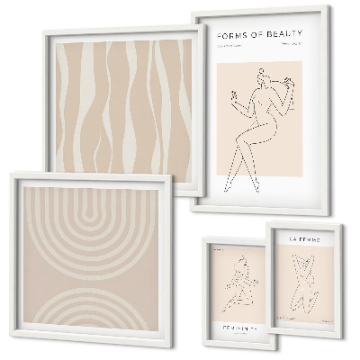 Set de 5 cuadros para salón Formas minimalistas de belleza