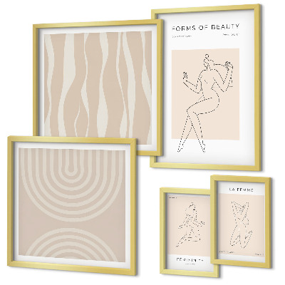 Set de 5 cuadros para salón Formas minimalistas de belleza